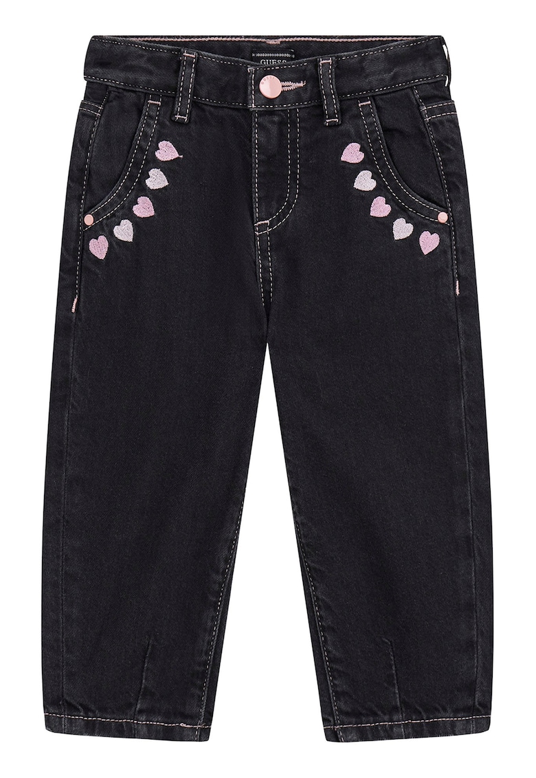 Guess Kids Blugi drepti cu broderii cu inimi