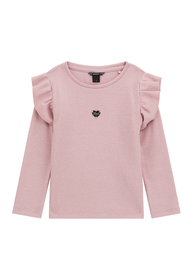 Bluza striata cu volane - Roz prafuit -