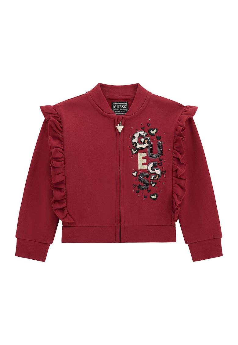 Bluza de trening cu fermoar si garnituri cu volane