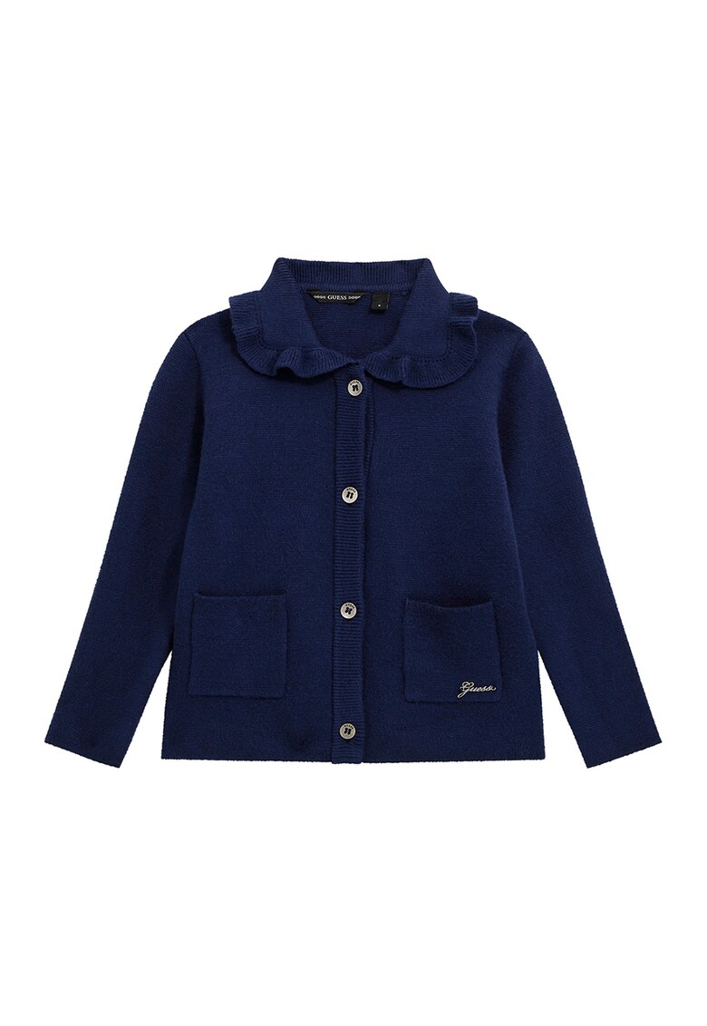 Cardigan cu guler cu volane - Bleumarin
