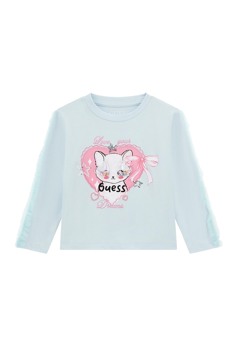 Bluza cu imprimeu - logo brodat si tul