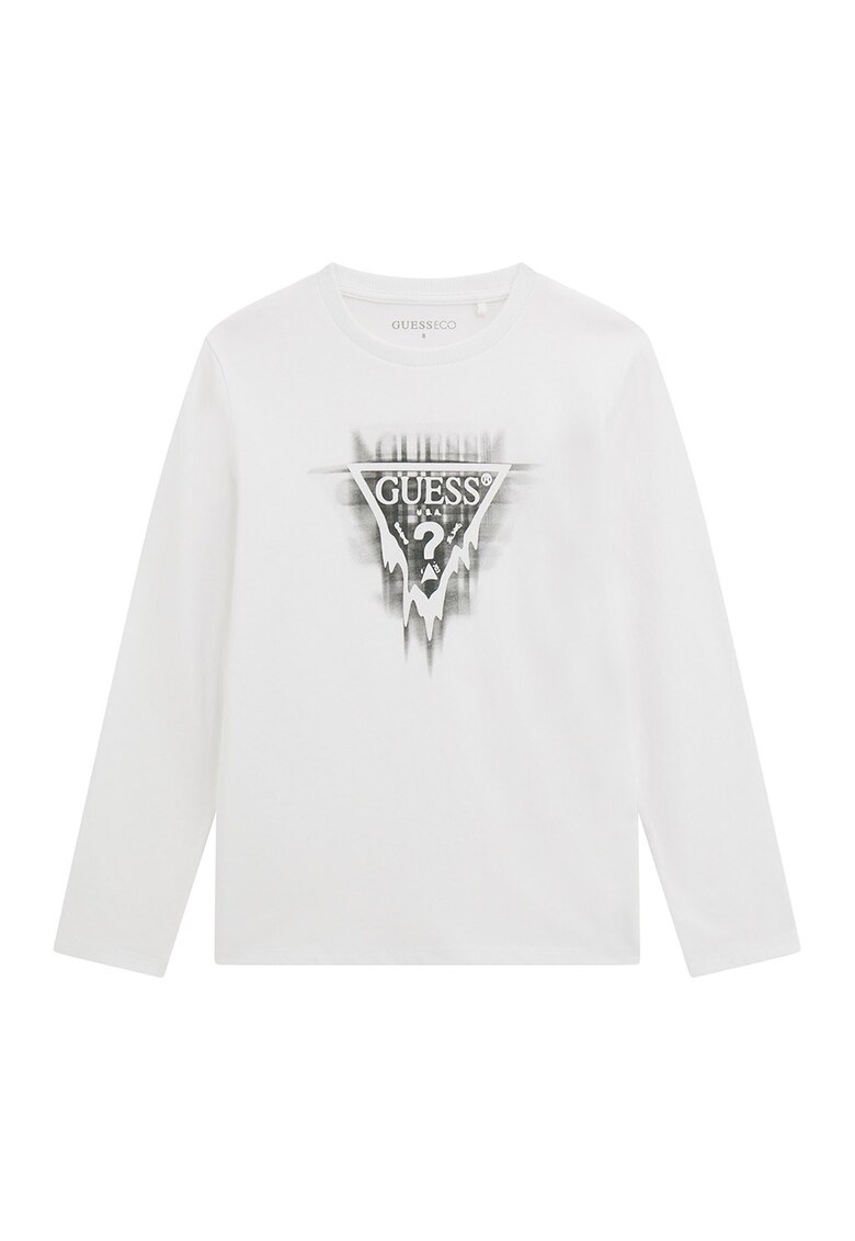 Bluza de bumbac cu imprimeu logo - Verde pal/Alb murdar