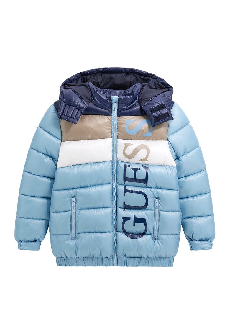 Geaca cu vatelina - Albastru glaciar/Alb murdar/Bej deschis