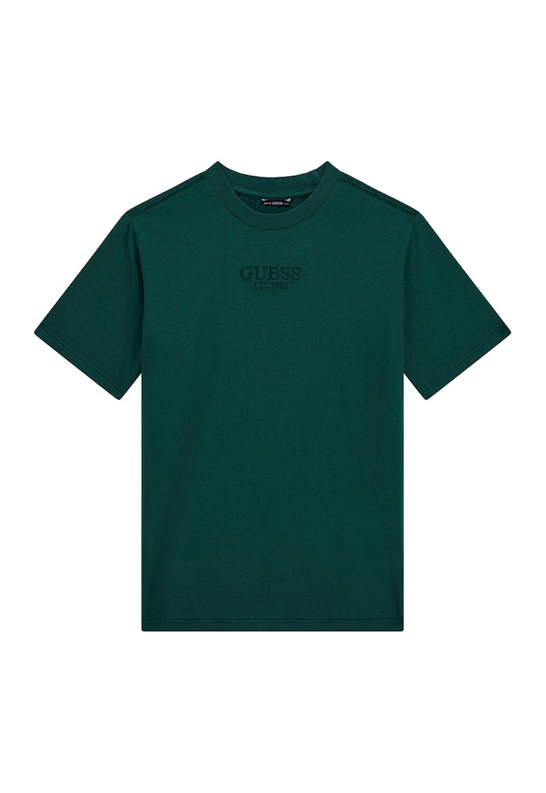 Tricou din bumbac cu logo discret - Negru/Verde englez