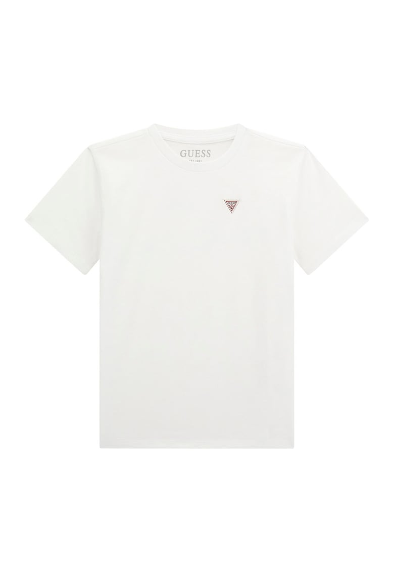 Tricou din bumbac cu decolteu la baza gatului - Alb murdar