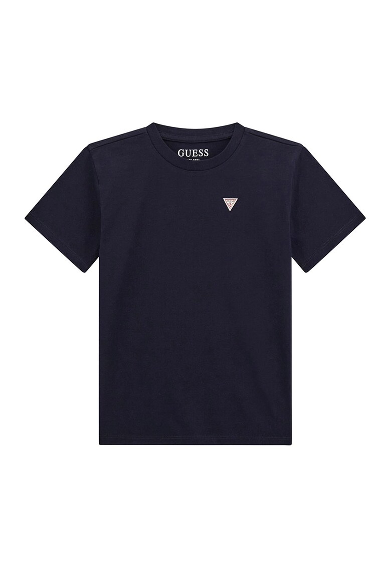 Tricou din bumbac cu decolteu la baza gatului - Albastru ultramarin