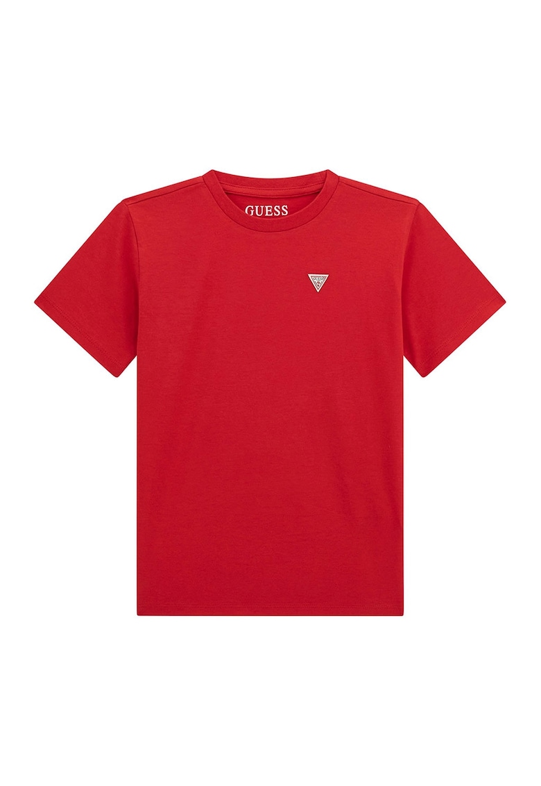 Tricou din bumbac cu decolteu la baza gatului - Rosu