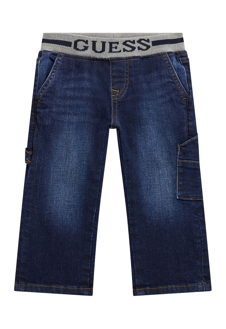 Blugi drepti cu aspect decolorat - Bleumarin