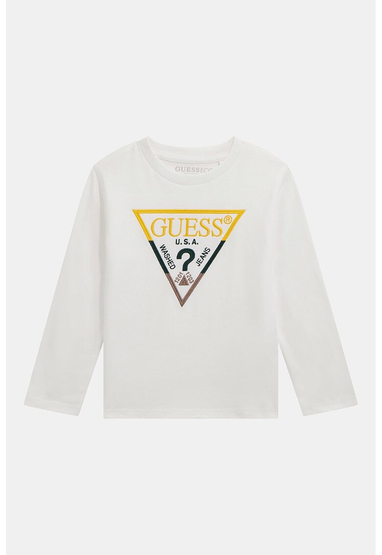 Bluza cu decolteu la baza gatului si imprimeu logo - Negru/Galben/Alb optic