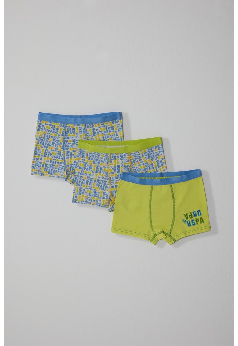 Set de boxeri cu logo - 3 piese - Albastru inchis/Verde fistic