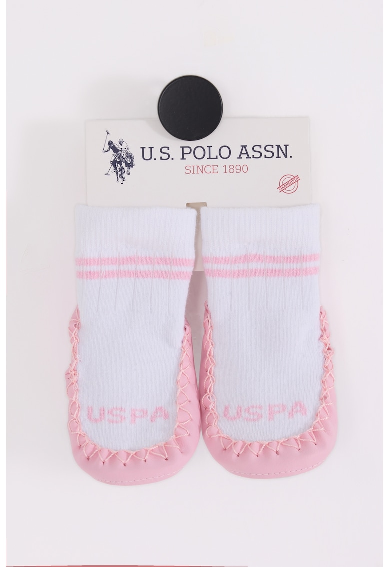 US POLO ASSN Sosete scurte din amestec de bumbac - Alb optic/Roz pal