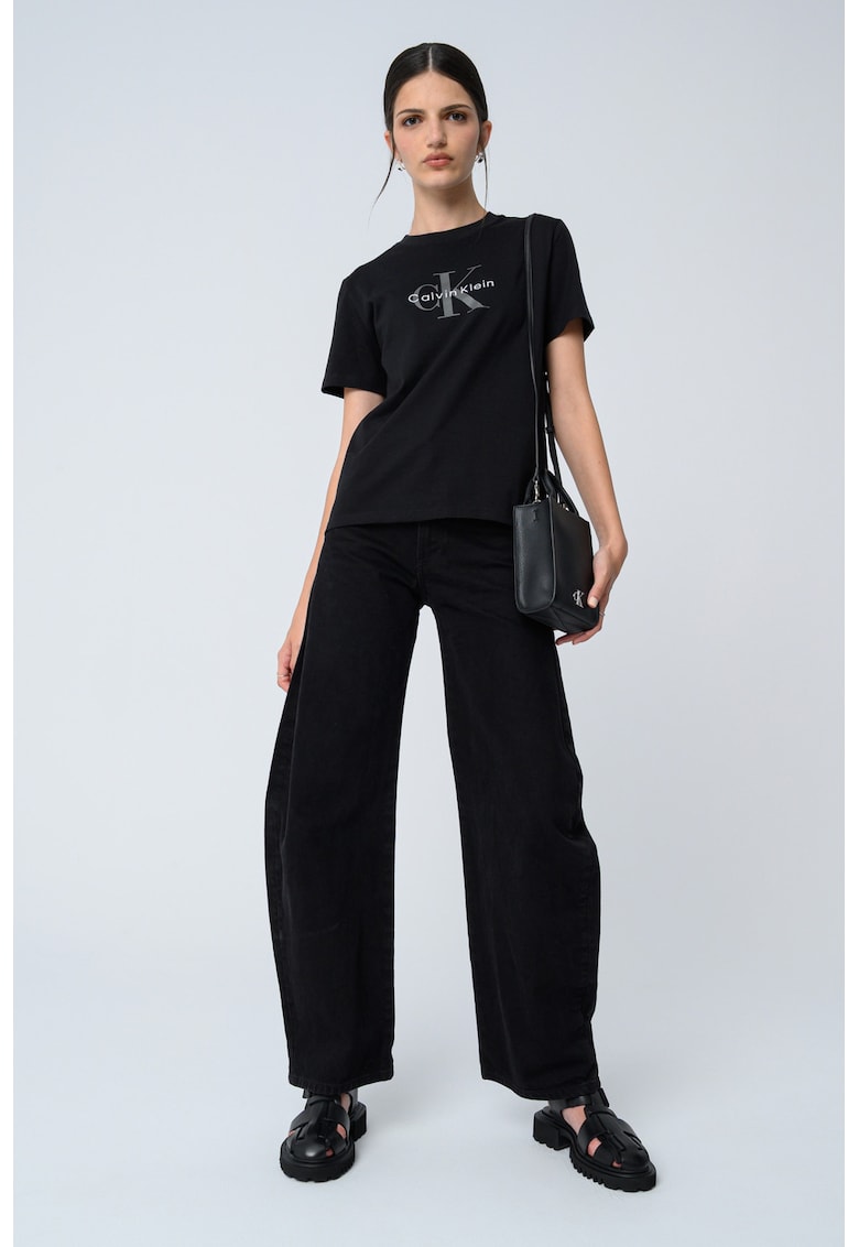 Tricou relaxed fit cu imprimeu logo - Negru/Gri deschis/Alb optic