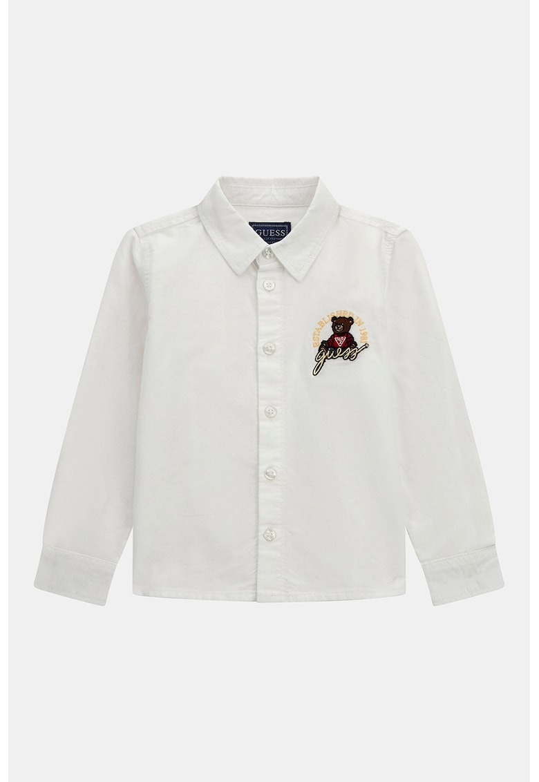 Camasa din bumbac cu logo brodat pe piept