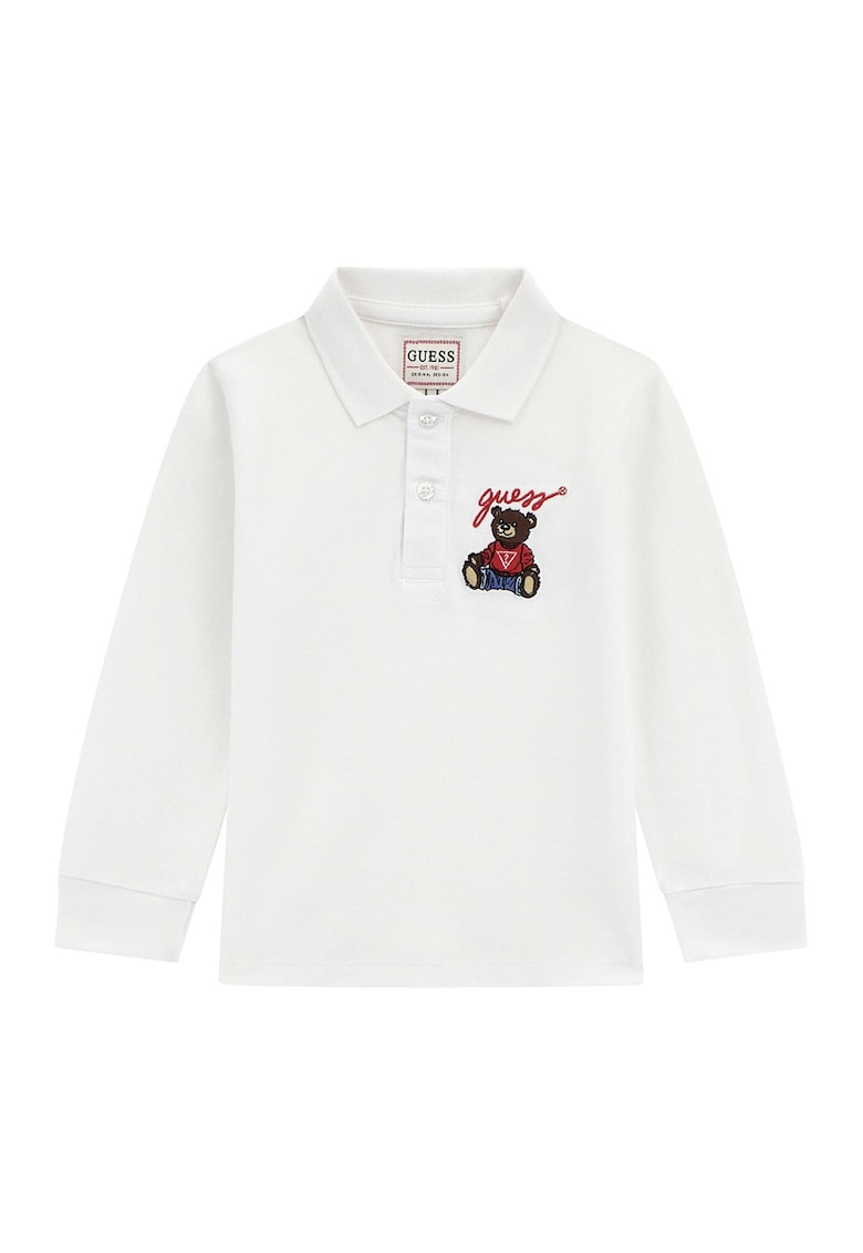 Bluza polo cu broderie logo - Rosu/Albastru prafuit/Alb murdar