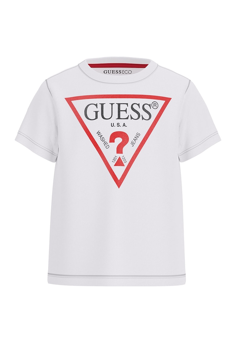 Tricou cu decolteu la baza gatului si logo - Rosu/Alb optic