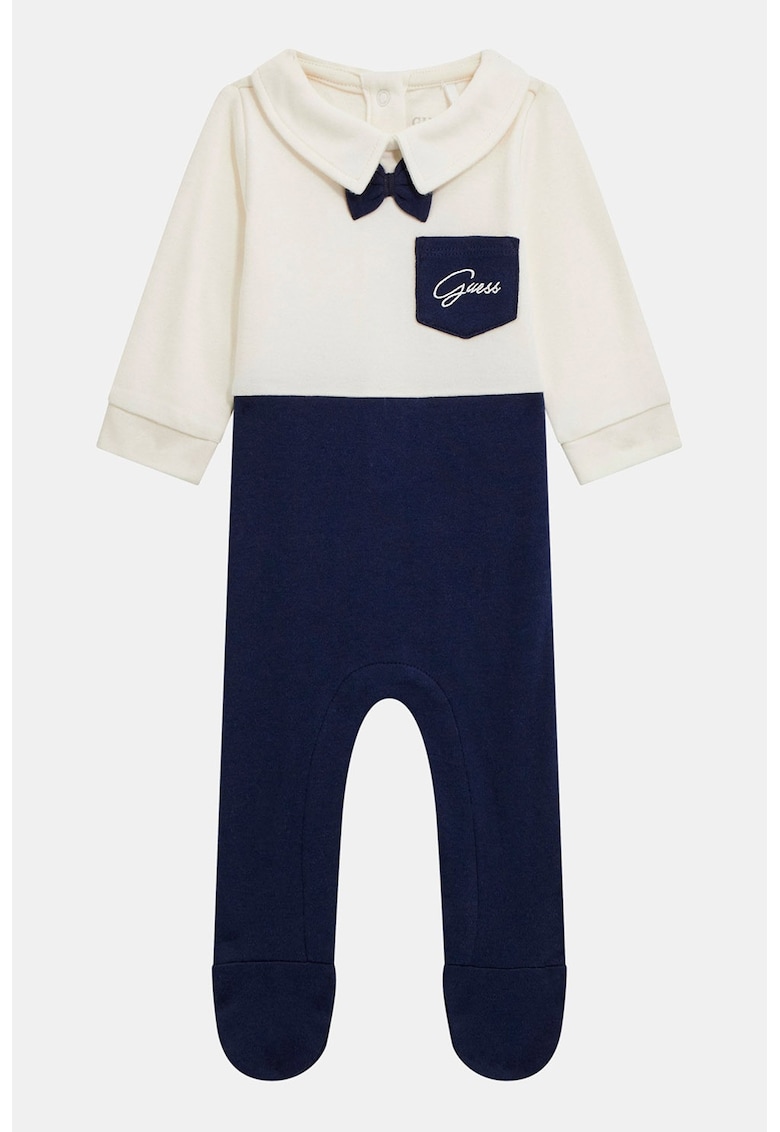 Salopeta din bumbac cu botosei - Albastru royal/Crem