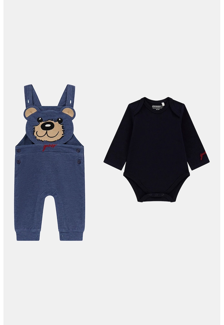Set de body si salopeta cu detaliu logo - 2 piese