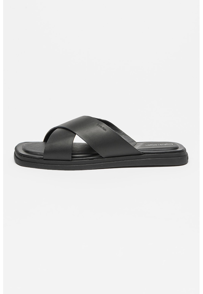 Calvin Klein Papuci din piele Criss - Negru