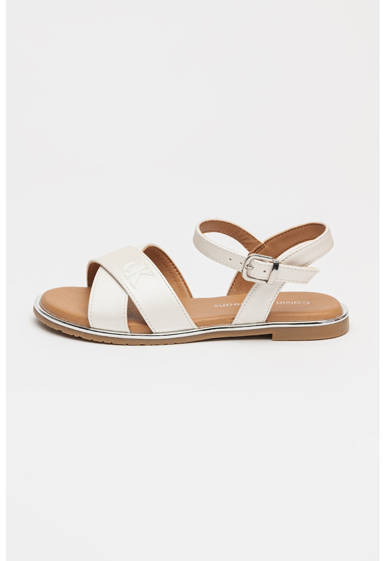 Sandale din piele ecologica cu logo