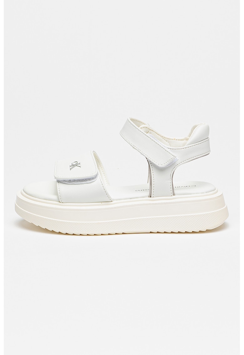 Sandale din piele ecologica cu inchidere velcro si platforma