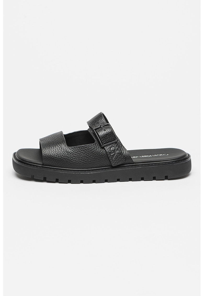Papuci din piele cu catarama decorativa Papuci din piele cu catarama decorativa