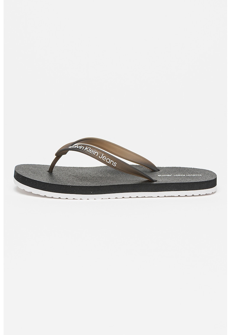 Papuci flip-flop cu logo si talpa plata