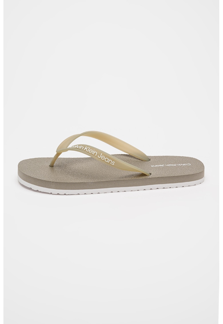 Papuci flip-flop cu logo si talpa plata