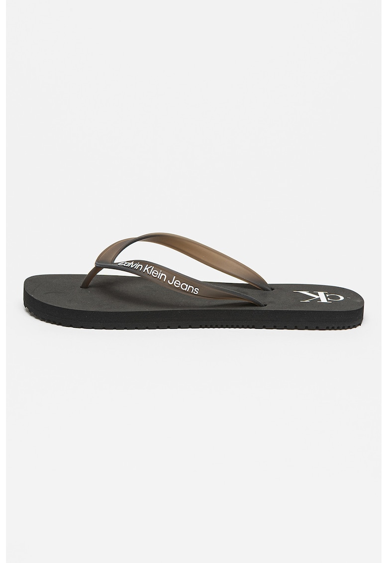 Papuci flip-flop cu logo - Negru