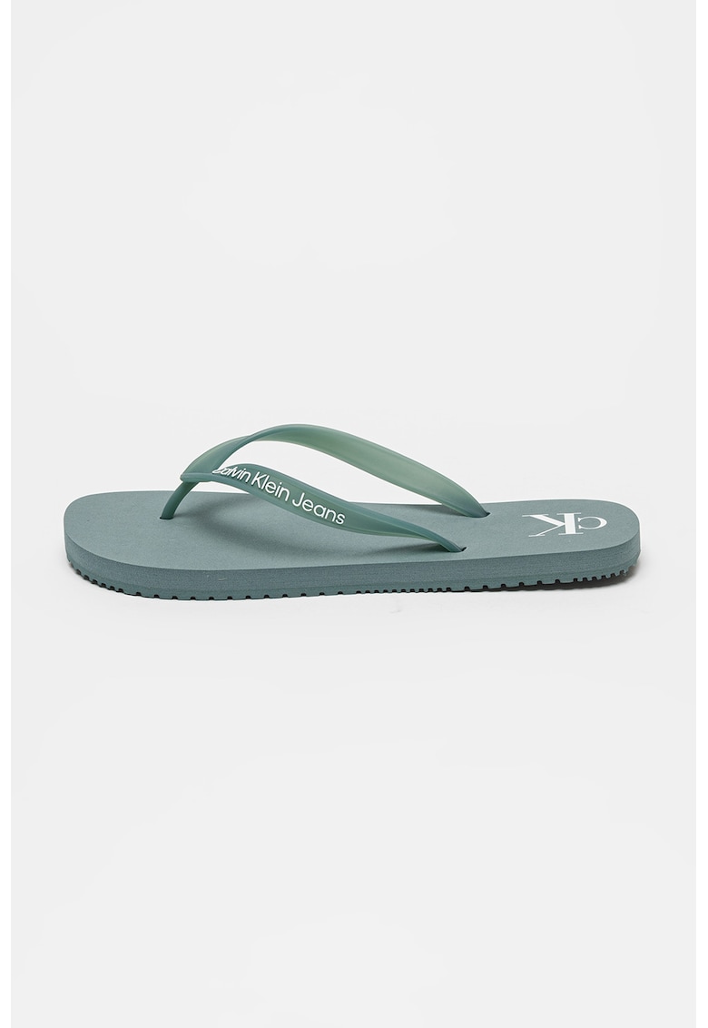 Papuci flip-flop cu logo - Albastru petrol