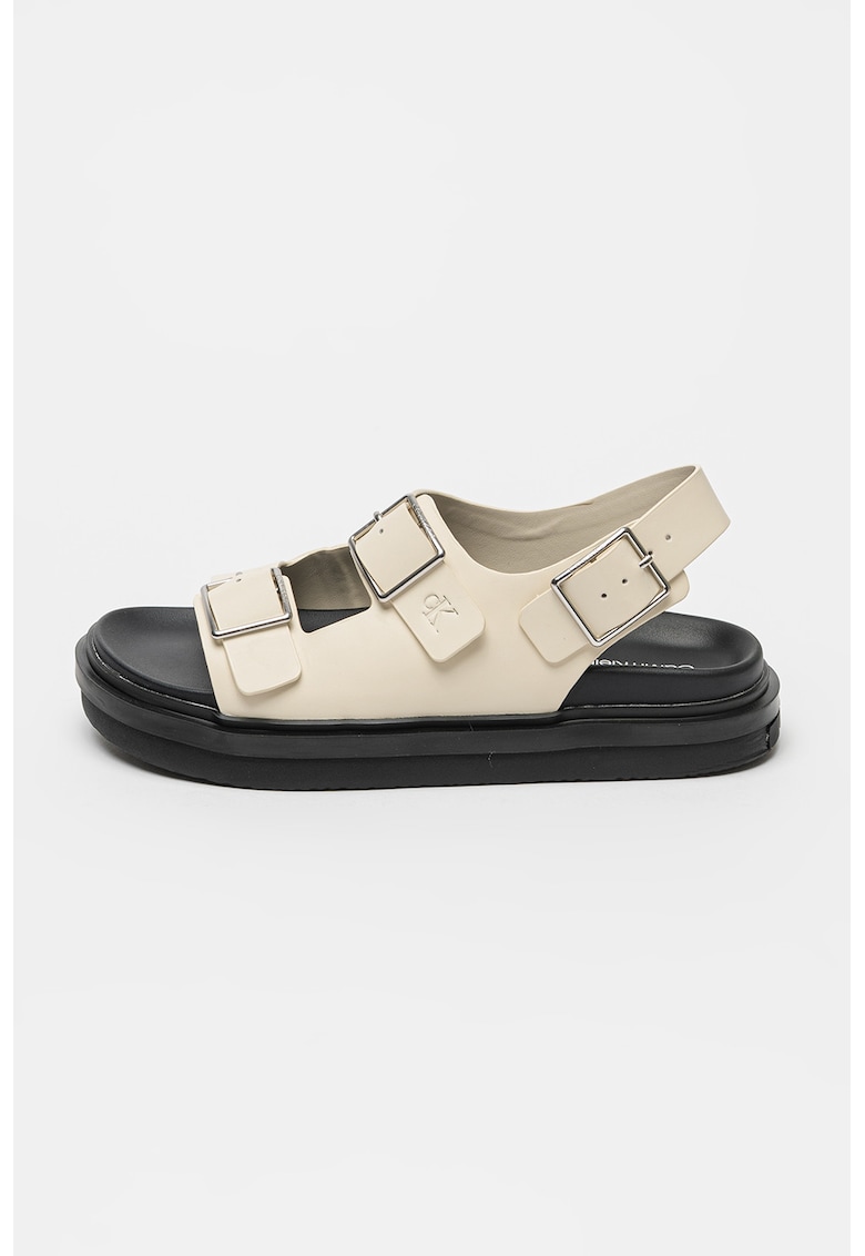 Sandale din piele cu talpa flatform si catarame