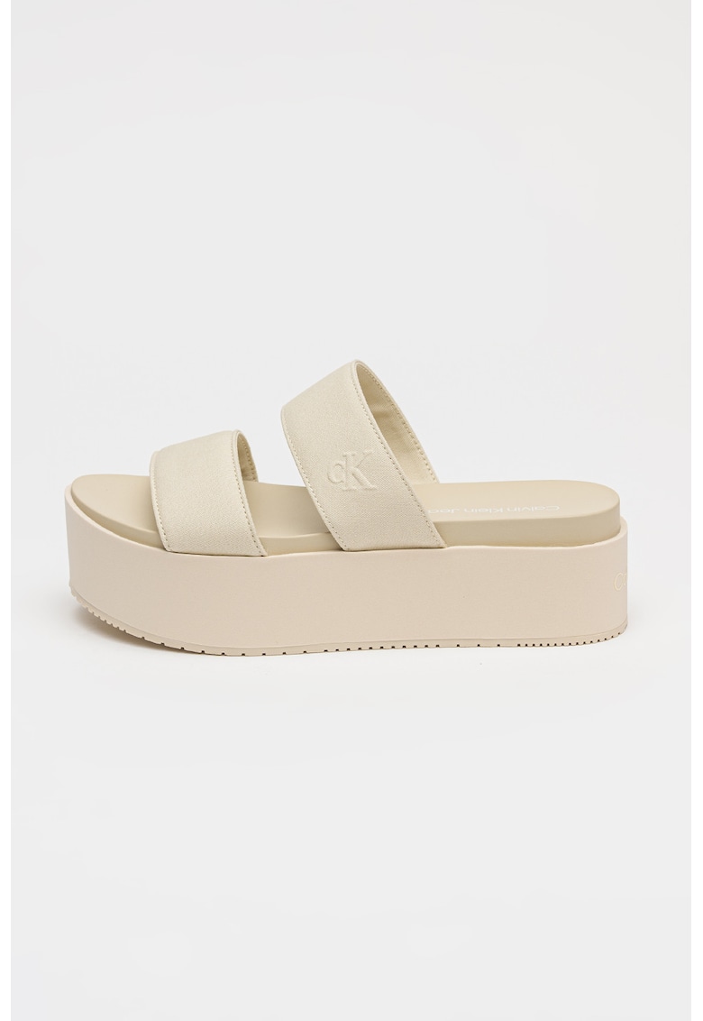 Papuci cu talpa flatform si bareta dubla