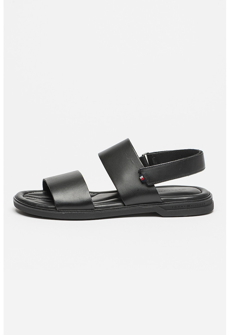 Sandale din piele cu inchidere velcro - Negru