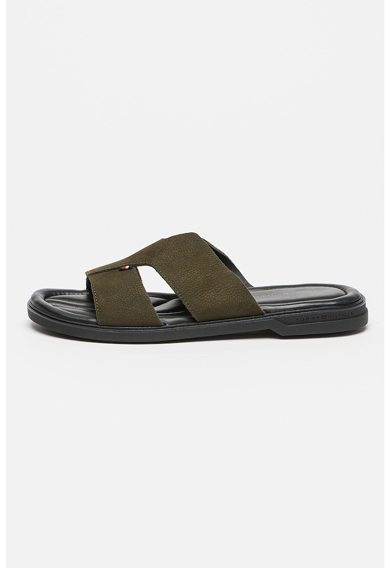 Papuci din piele - Kaki inchis
