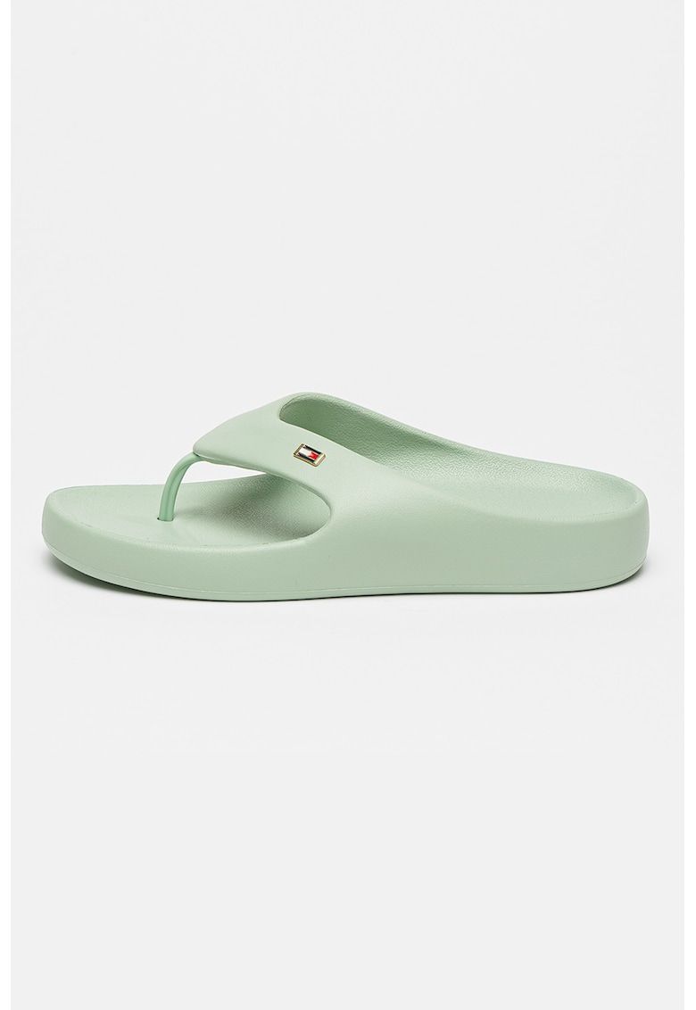 Papuci flip-flop cu detaliu logo - Verde deschis