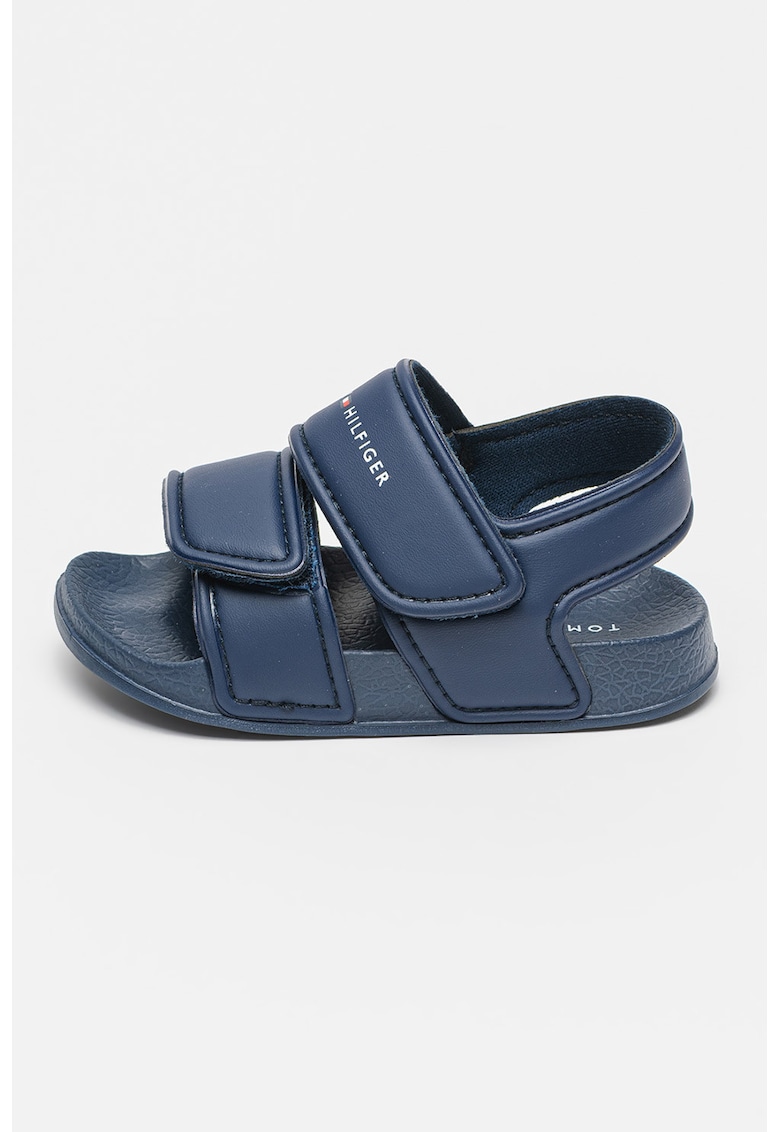 Sandale din piele ecologica cu inchidere velcro - Bleumarin