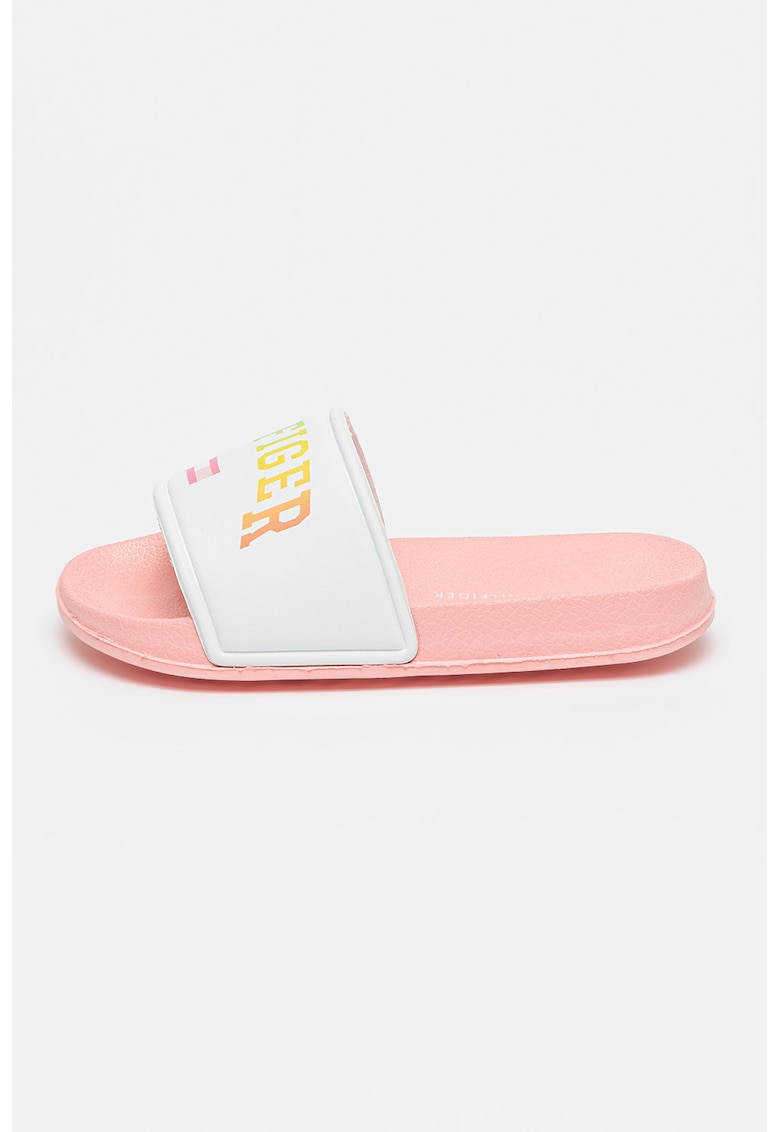 Papuci cu logo - Alb/Roz