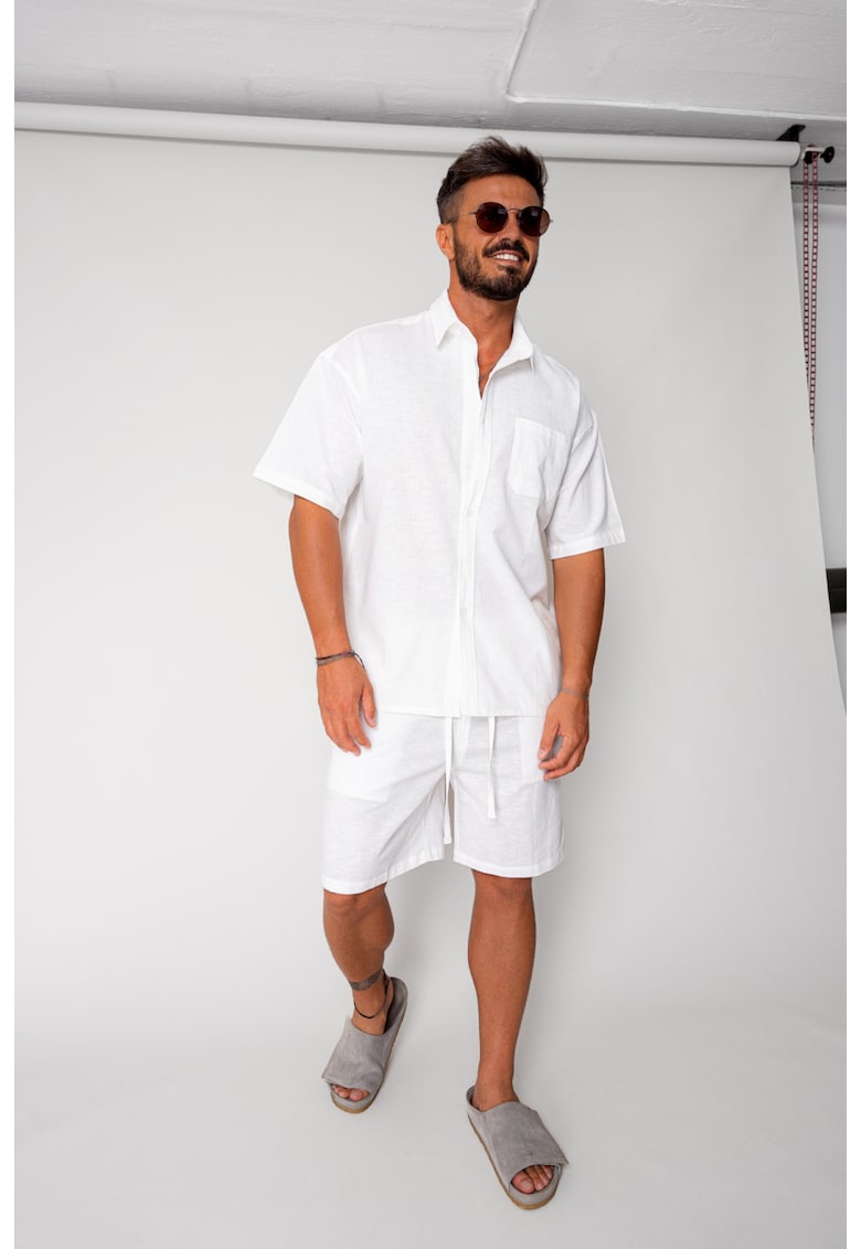 Set Vento camasa si pantalon scurt White 17419 - Alb optic