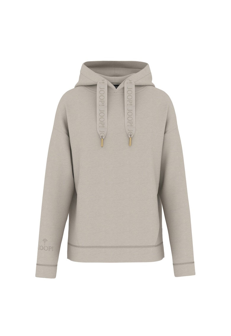 Hanorac cu mâneci căzute și logo discret – maro taupe deschis Hanorac cu mâneci căzute și logo discret – maro taupe deschis