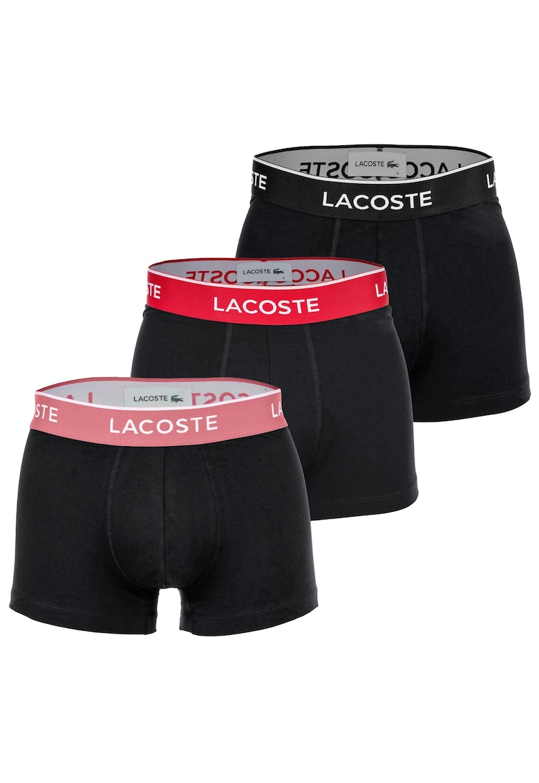 Set de boxeri din amestec de bumbac cu banda logo in talie - 3 perechi - Rosu/Negru/Roz