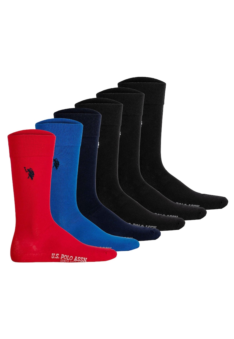 US POLO ASSN Set de sosete lungi - 6 perechi - Negru/Albastru