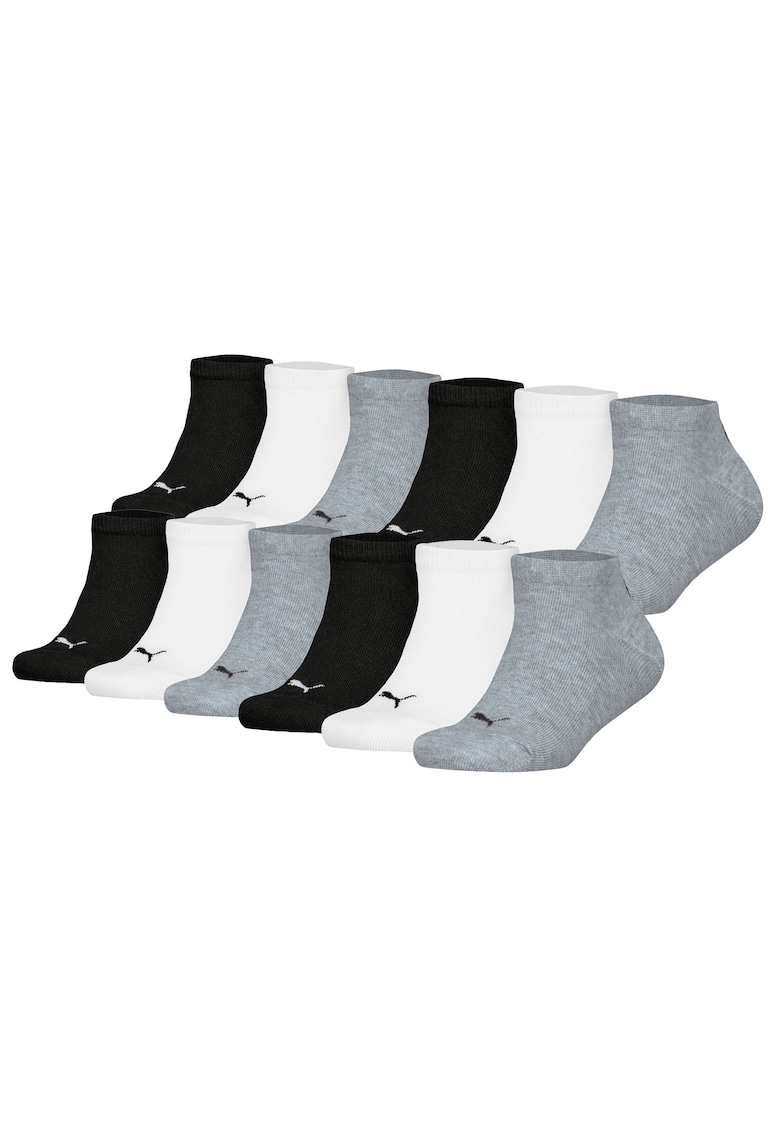 Puma Set de sosete scurte cu logo - 12 perechi - Alb/Negru/Gri