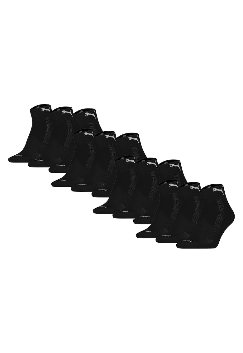 Set de 12 perechi de sosete scurte unisex cu amortizare - Negru