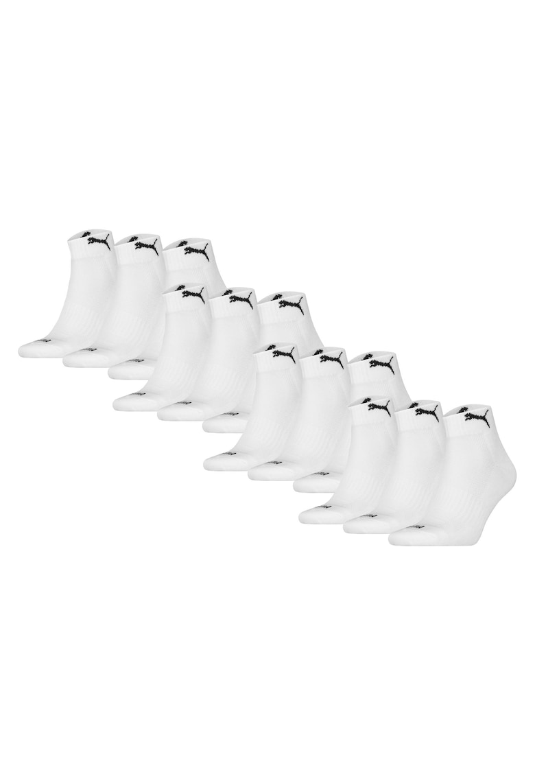 Puma Set de 12 perechi de sosete scurte unisex cu amortizare - Alb