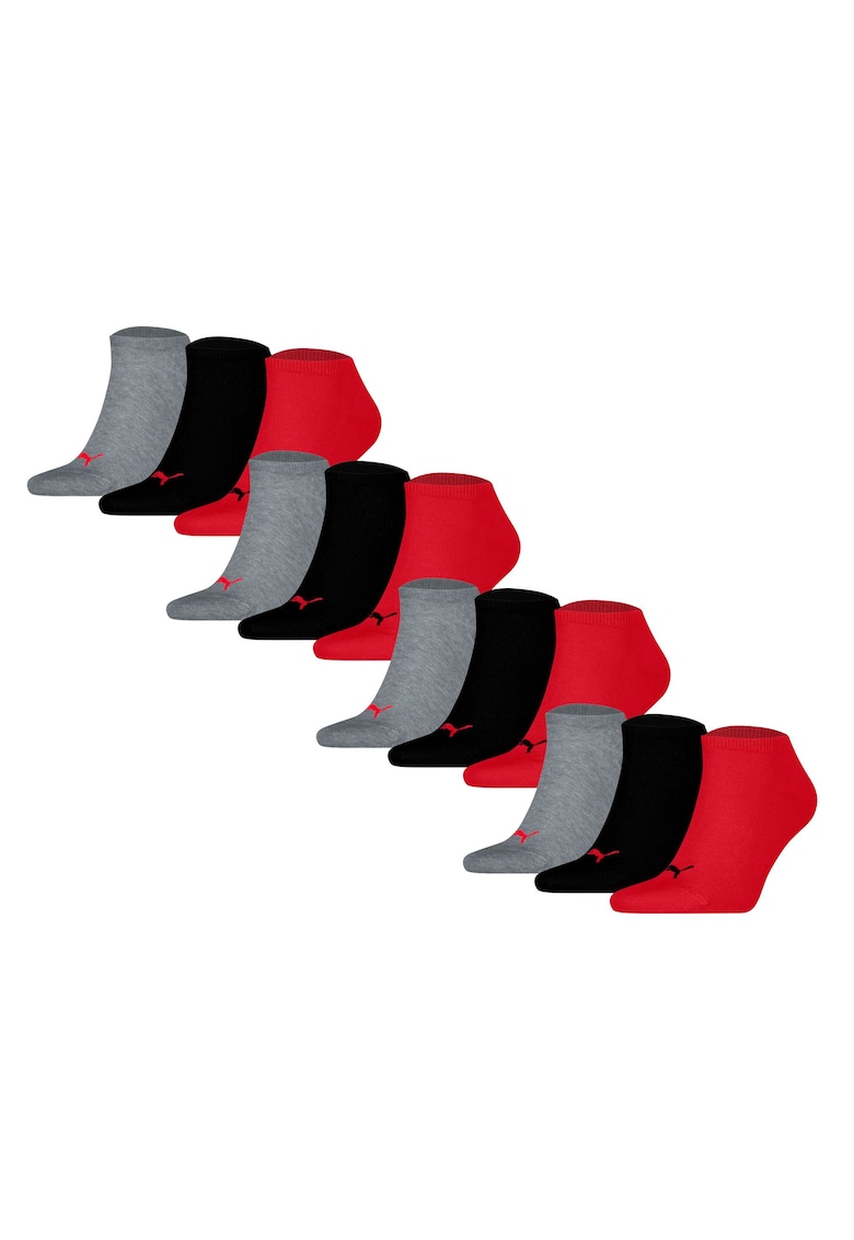 Puma Set de sosete unisex pana la glezna - 12 perechi - Rosu/Negru/Gri