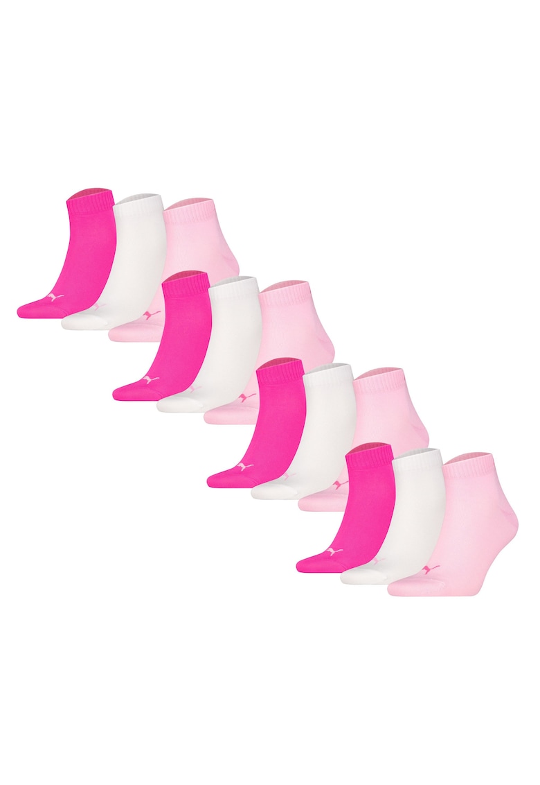 Puma Set de sosete scurte unisex - 12 perechi - Alb/Roz