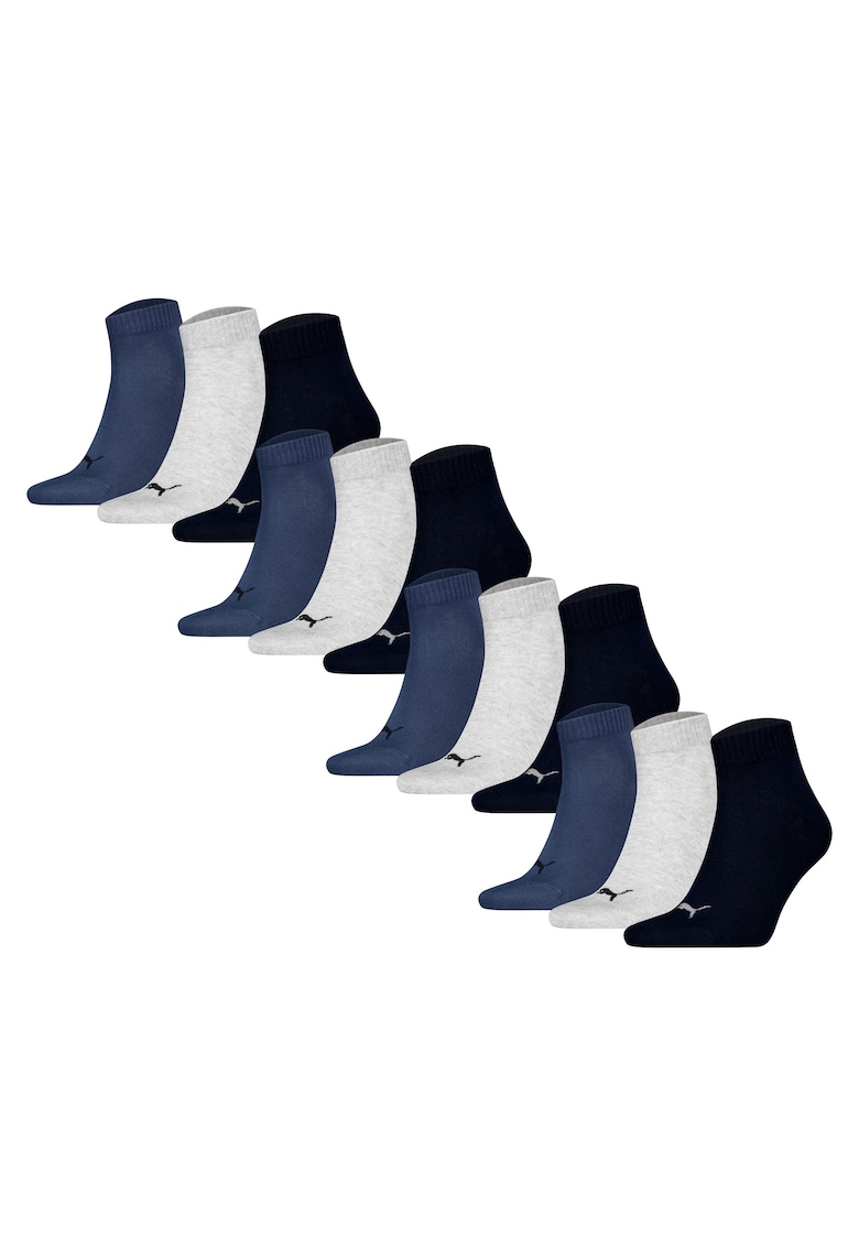 Set de sosete scurte unisex - 12 perechi - Gri melange/Albastru