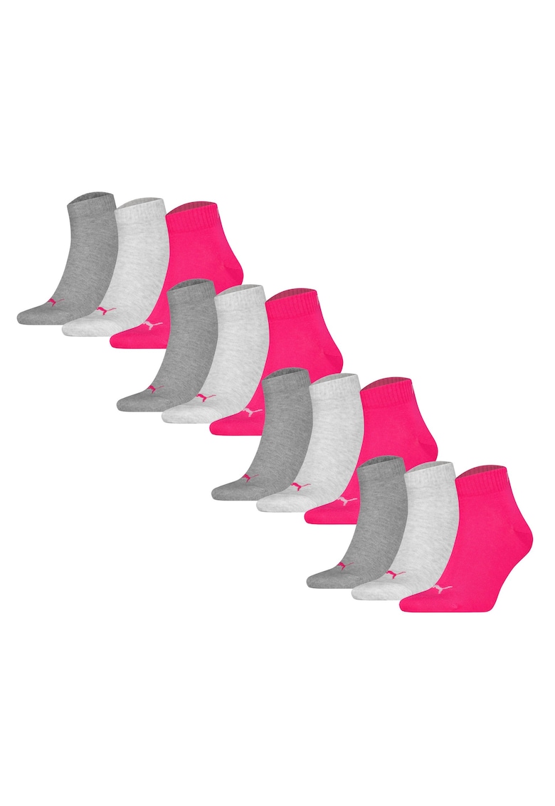 Puma Set de sosete scurte unisex - 12 perechi - Gri/Roz