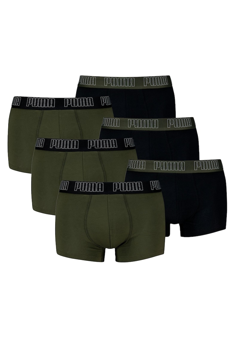 Set de boxeri din amestec de bumbac cu logo - 6 perechi - Verde/Negru