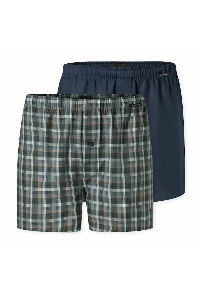 Set de boxeri de bumbac cu talie elastica - 2 perechi - Verde/Albastru