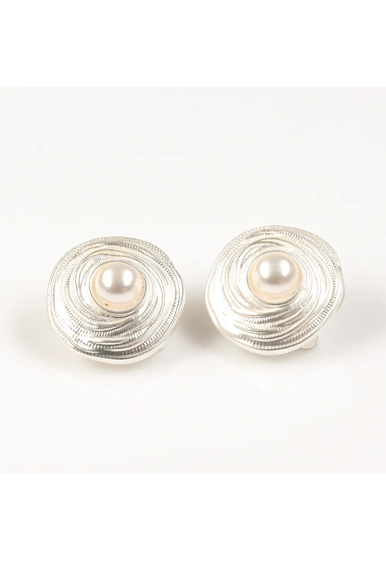 Cercei argintii cu perla si model texturat -  Paris